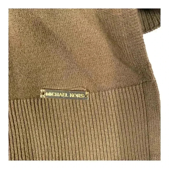 Michael Kors Short-Sleeve Olive Green with Gold Detail Sweater - Picture 3 of 10
